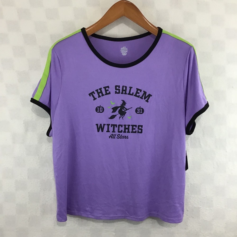 Way To Celebrate Salem Witches‎ All Stars Halloween Ringer Tee Purple Plus 3X